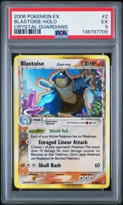 2006 POKEMON EX CRYSTAL GUARDIANS #2 BLASTOISE-HOLO PSA 5 - Image 1
