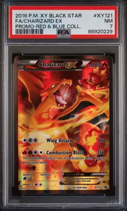 Pokemon Charizard EX XY121 Full Art Promo Holo Black Star Red & Blue PSA 7 - Image 1