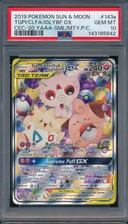 2019 Pokemon Sun & Moon 143A Togepi Cleffa Igglybuff GX Cosmic Eclipse PSA 10 - Image 1