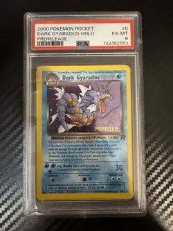 2000 POKEMON ROCKET #8 DARK GYARADOS-HOLO PRERELEASE PSA 6 - Image 1