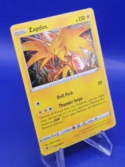 Pokemon ZAPDOS 048/185 RARE HOLOFOIL NM CARD Blister exclusive w/ mini swirl - Image 2