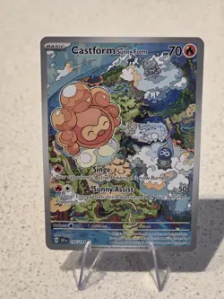 Castform Sunny Form 195/191 Pokemon Sv08: Surging Sparks Illustration Rare NM - Image 1