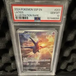 2024 POKEMON SV08: SURGING SPARKS #203 LATIOS ILLUSTRATION RARE HOLO PSA 10 - Image 1