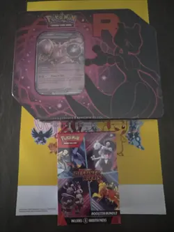 Pokemon Destined Rivals Collector's Tin and Booster Bundle with Mewtwo Promo - Image 1