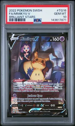2022 POKEMON SWORD & SHIELD BRILLIANT STARS #TG16 FULL ART/MIMIKYU V PSA 10 - Image 1