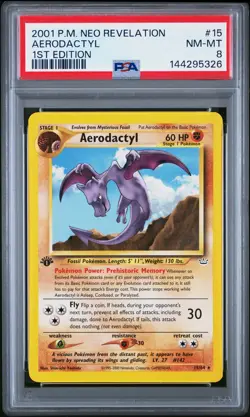 2001 POKEMON NEO REVELATION 1ST ED #15 AERODACTYL PSA 8 - Image 1