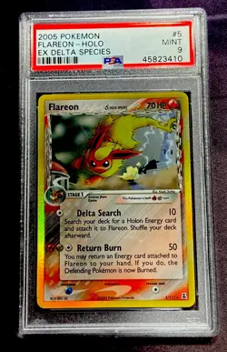 2005 Pokemon Ex Delta Species #5 FLAREON HOLO PSA 9 MINT - Image 1