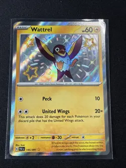 Pokemon TCG Wattrel 145/091 Paldean Fates Holo Baby Shiny Rare NM/M - Image 1