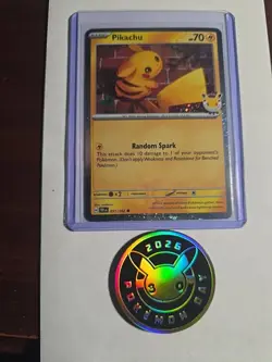 Pikachu Holo 051/162 Stamped 2026 Pokemon Day 30th Anniversary Promo Plus Coin - Image 1