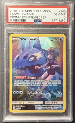 2019 POKEMON SUN & MOON COSMIC ECLIPSE SECRET #240 FULL ART/WISHIWASHI PSA 10 - Image 1