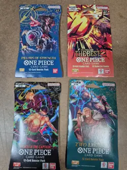 One Piece Sleeved Booster Packs Lot of 4 OP3-OP6-OP8 PRB-02 The Best - Image 1