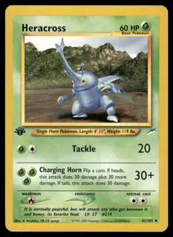 2* Pokemon Cards Heracross 41/105 1st Edition Neo Destiny Uncommon - Image 1
