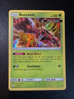 Buzzwole 21/236 Pokemon Cosmic Eclipse Rare Near Mint Holo Card - Image 1