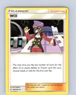 Pokemon TCG Will S&M Cosmic Eclipse 208/236 Regular Uncommon Card NM - Image 1