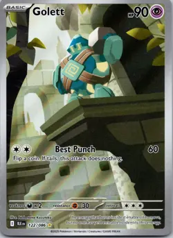Golett 122/086 NM Pokemon Card TCG Black Bolt IR Illustration Rare - Image 1