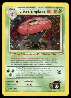 2* Pokemon Cards Erika's Vileplume 5/132 Unlimited Holofoil Gym Heroes Holo - Image 1