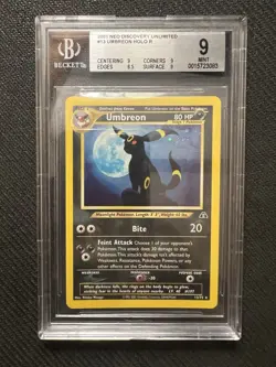 Pokemon PSA 9 MINT 2001 Umbreon Neo Discovery Holo Card - Image 1