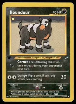 2* Pokemon Cards Houndour 43/105 1st Edition Neo Destiny Uncommon - Image 1