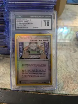 (POP 5) CGC 10 GEM MINT Pokemon Reverse Holo Lanette's Net Search 87/100 - Image 1