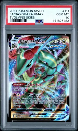2021 POKEMON SWORD & SHIELD EVOLVING SKIES #111 FULL ART/RAYQUAZA VMAX PSA 10 - Image 1