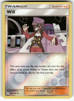Will SM - Cosmic Eclipse Uncommon,Reverse Holo Pokemon Lightly played - Image 1