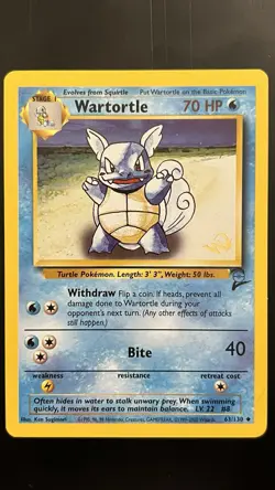 Wartortle [W Stamped] 063/130 LP Wotc Promo Pokemon TCG Base Set 2 Regular - Image 1
