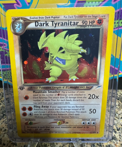 RAW Dark Tyranitar 11 1st Edition Good Holo Pokemon Neo Destiny - Image 4