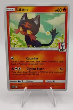 Pokemon EN KFC Stamped Promo Litten 182/SM-P Indonesian Exclusive NM-MT - Image 1