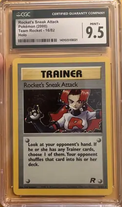 CGC 9.5 MINT PLUS + 2000 Pokemon Team Rocket ROCKET'S SNEAK ATTACK Holo 16/82 - Image 1