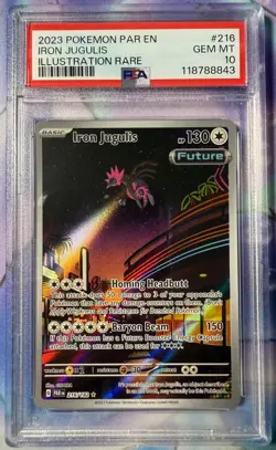 Iron Jugulis Illustration Rare 216/182 Pokemon SV: Paradox Rift PSA 10 GEM MINT - Image 1