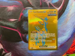 Pokemon TCG Prismatic Evolutions IRON LEAVES Ex 176/131 Hyper Rare Gold - Image 1