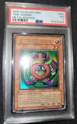 2002 Yu-Gi-Oh! Time Wizard Metal Raiders #065 PSA 7 MDR Fresh Grade Holo - Image 3