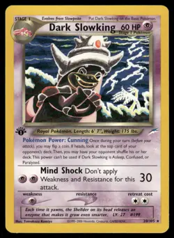 2* Pokemon Cards Dark Slowking 20/105 1st Edition Neo Destiny Rare - Image 1