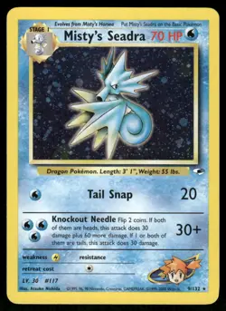 2* Pokemon Cards Misty's Seadra 9/132 PRERELEASE Unlimited Holofoil Gym Heroes - Image 1