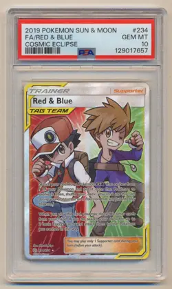 PSA 10 Pokemon Cosmic Eclipse Full Art Red & Blue 234/236 GEM MINT Condition!! - Image 1