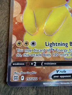 Pokemon TCG Pikachu V #157/172 Swsh09: Brilliant Stars Ultra Rare Holo - Image 3
