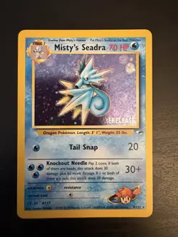 Pokemon Misty's Seadra Prerelease Gym Heroes Promo Holo 70 HP 9/132 - Image 1