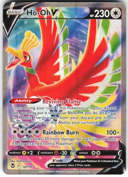 Ho-Oh V (Full Art) 187/195 Pokemon SWSH12: Silver Tempest Holo Ultra Rare NM - Image 1