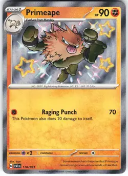 Primeape - 170/091 Pokemon SV: Paldean Fates Holo Shiny Rare NM - Image 1