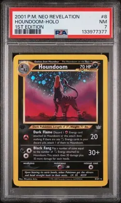 2001 POKEMON NEO REVELATION #8/64 HOUNDOOM HOLO 1ST EDITION psa 7 - Image 1