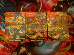POKEMON TCG BOOSTER BUNDLE X3 LOT MEGA EVOLUTION SURGING SPARKS PHANTASMAL FLAME - Image 1