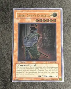 Yugioh 1st Edition Enishi, Shien's Chancellor GLAS-EN032 Ultimate Rare (UTR) - Image 1