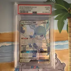 Pokemon Glaceon GX SV55/SV94 Hidden Fates Shiny Vault PSA 9 Full Art Holo Rare - Image 1