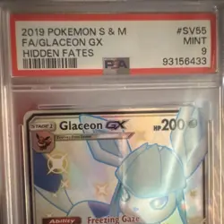 Pokemon Glaceon GX SV55/SV94 Hidden Fates Shiny Vault PSA 9 Full Art Holo Rare - Image 3