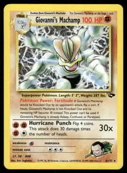 2* Pokemon Cards Giovanni's Machamp 6/132 Unlimited Holofoil Gym Challenge Holo - Image 1