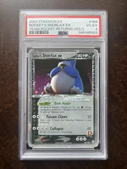 2004 POKEMON EX TEAM ROCKET RETURNS #104 ROCKET'S SNORLAX EX-HOLO PSA 4 - Image 1