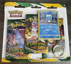 Pokemon TCG Sword & Shield Evolving Skies 3 Pack Blister + Eiscue Promo Card - Image 1