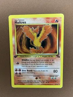 Pokemon Moltres Fossil 1st Edition Rare Basic 27/62 1999 - Image 1
