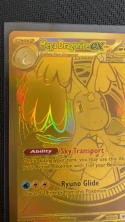 Pokemon Mega Dragonite EX Gold Rare Full Art Holo Card 370 HP 295/217 NM - Image 2