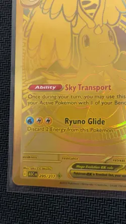 Pokemon Mega Dragonite EX Gold Rare Full Art Holo Card 370 HP 295/217 NM - Image 5